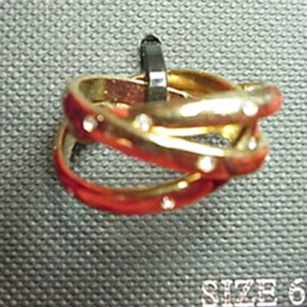3 Band Ring with Crystals--Pomona Orian---Size 6